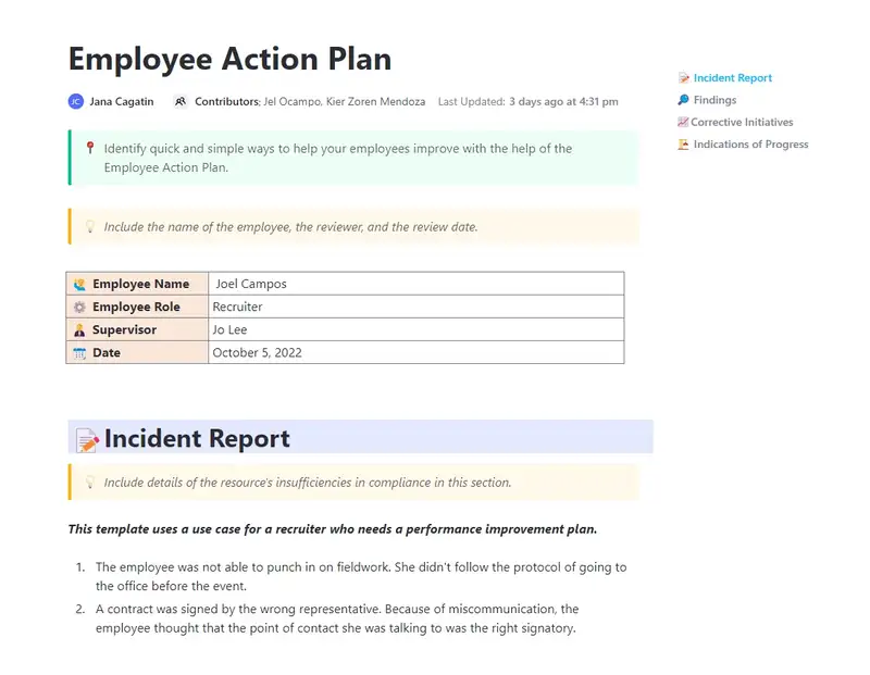 Identify quick and simple ways to help your employees improve with the help of the Employee Action Plan.