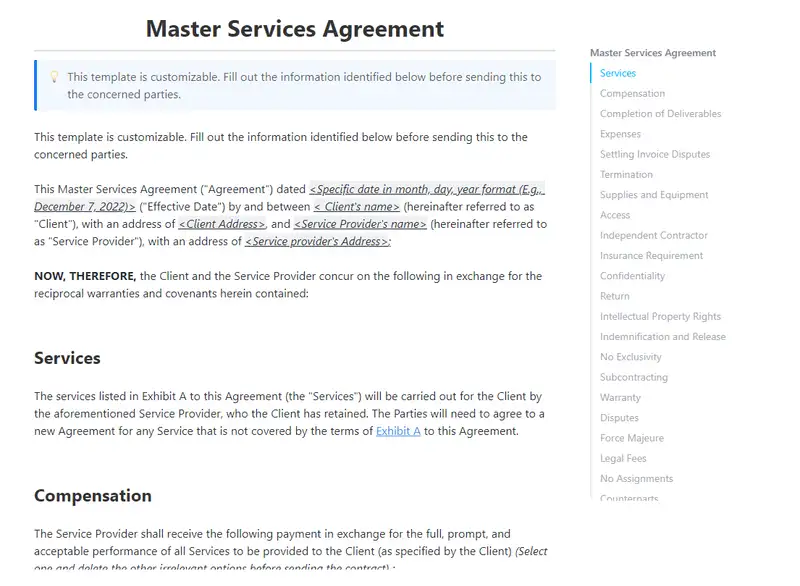 Master Services Agreement Template For Microsoft Word Template By Master Services Agreement Template For Microsoft Word Template By