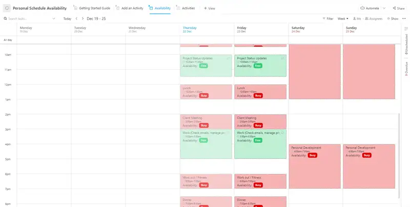 
Set your plans for the day and let others know when you are free using the Schedule Availability Template. Make it easy to schedule your activities by looking at your calendar.