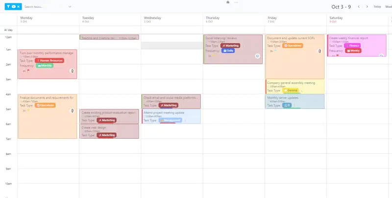 Create a work-to-do schedule that fits your team's needs. This template can capture the upcoming week's total payout per employee as well as review/ compare your anticipated time estimate with the actual tracked time.
