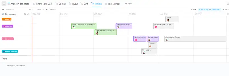 Want to see the tasks you have to do in a month? This ClickUp Monthly Schedule template is equipped with views and custom fields to help you keep track of your schedule for the month.