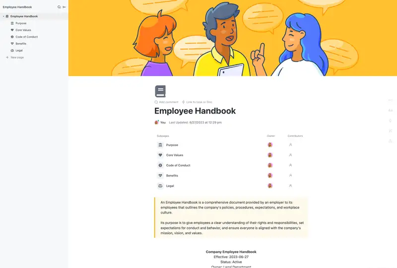 This isn’t your typical Employee Handbook. Not only does this template provide detailed, fill-in-the-blank content, but it also provides insight into how to sprinkle in a bit of character!