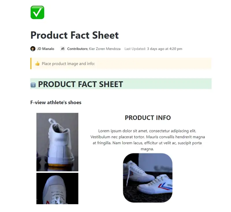 The Fact Sheets can help the user by listing specifications, facts, and features of your product. Visual aids can be used to make it easier for the readers to digest the details of the product.