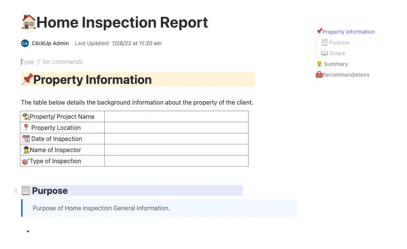 Use this home inspection report to analyze houses and then to capture the details about the home's present state and any problems with important systems that needs renovation.