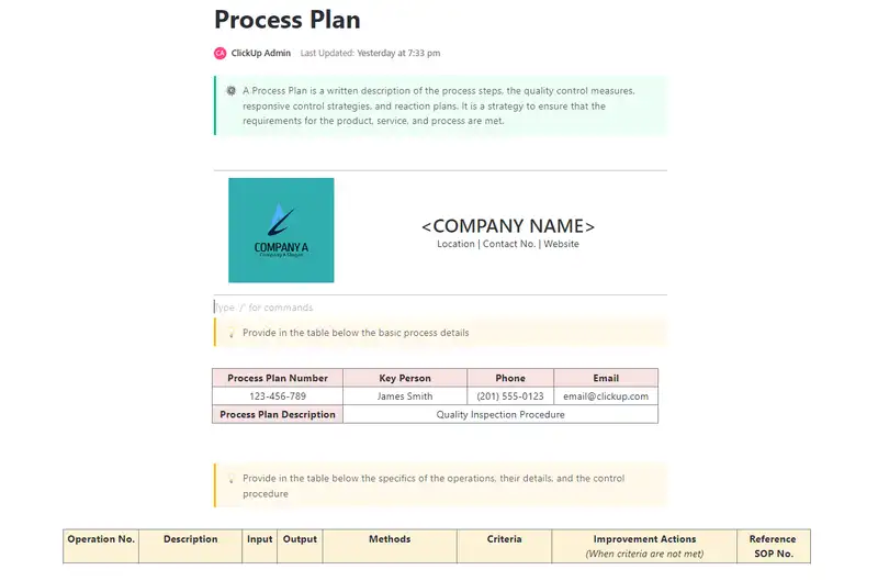 
A Process Plan is a written description of the process steps, the quality control measures, responsive control strategies, and reaction plans. It is a strategy to ensure that the requirements for the product, service, and process are met.