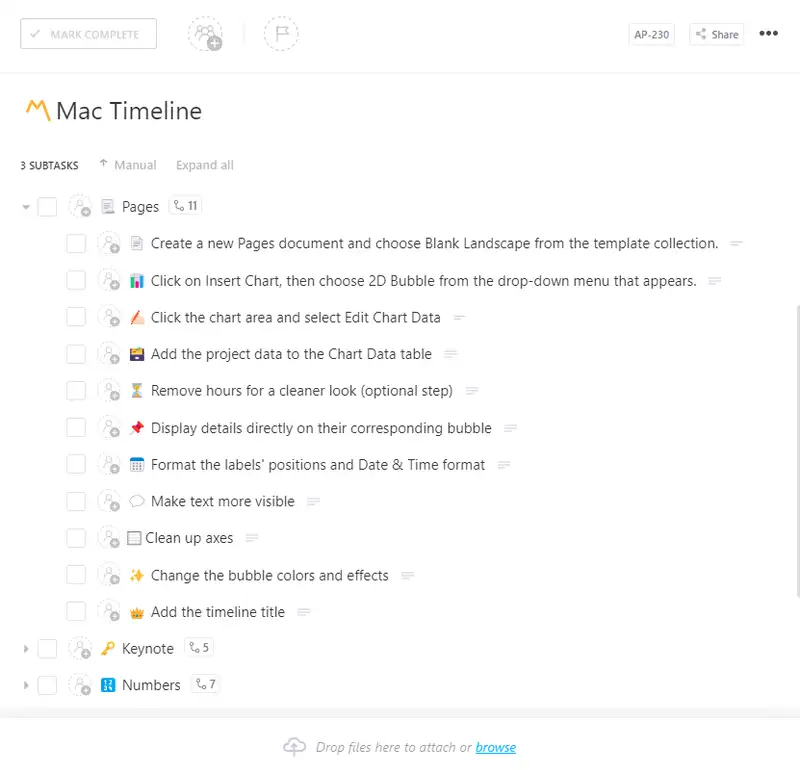 A timeline helps a project team keep track of the essential tasks, due dates, and milestones that they have to accomplish for a project to be successful. There are different ways and versions of creating a timeline. This template is for making a timeline on a Mac.