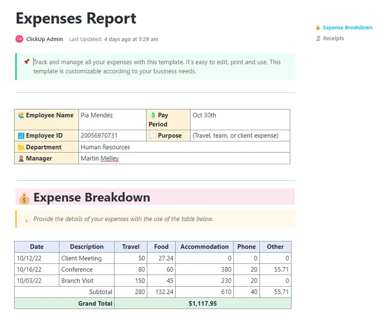 
Track and manage all your expenses with this template. It’s easy to edit, print and use. This template is customizable according to your business needs.