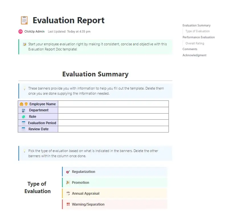 Evaluation Report Template For Microsoft Word Template By ClickUp 