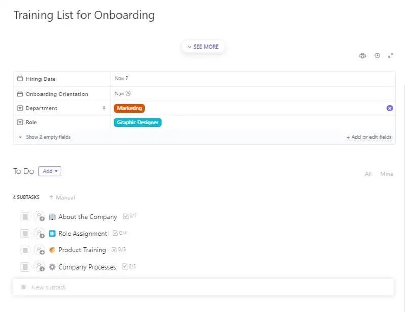 Use Training List to make on-boarding easier and more efficient. Schedule training with new employees, add topics needed for the individual's role, and track progress in a centralized location.