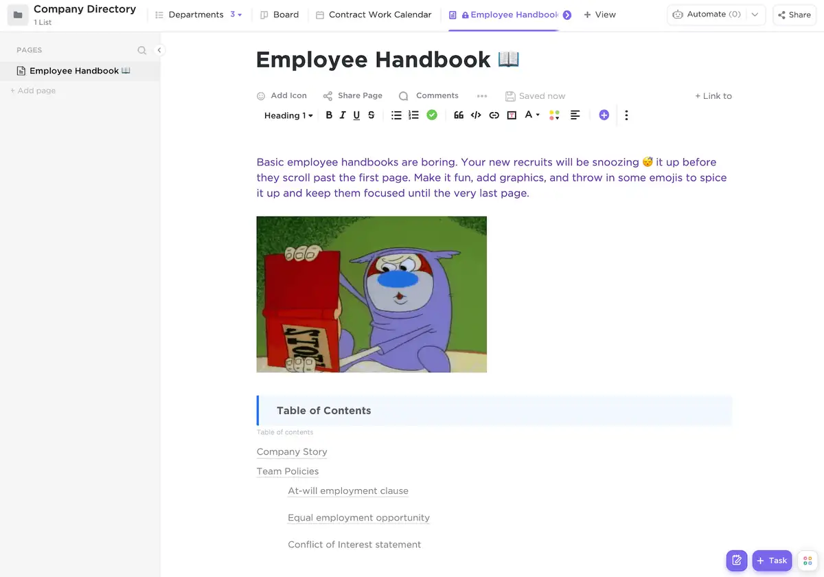 Employee Handbook template Doc