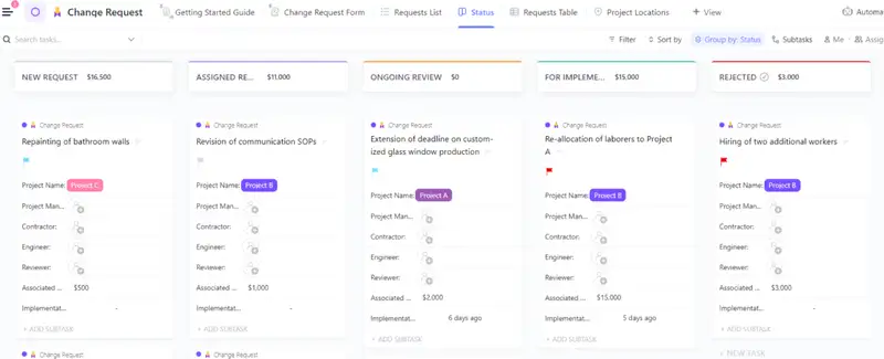 Are you confused about the many requests for change happening on your projects? Worry not as ClickUp got you this template to efficiently manage the systematic process of evaluating and approving change requests for your projects.
