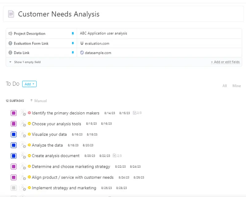 Tired of guessing what your customers really want? Use this Customer Needs Analysis Template of ClickUp and ensure the continuous improvement of your business.