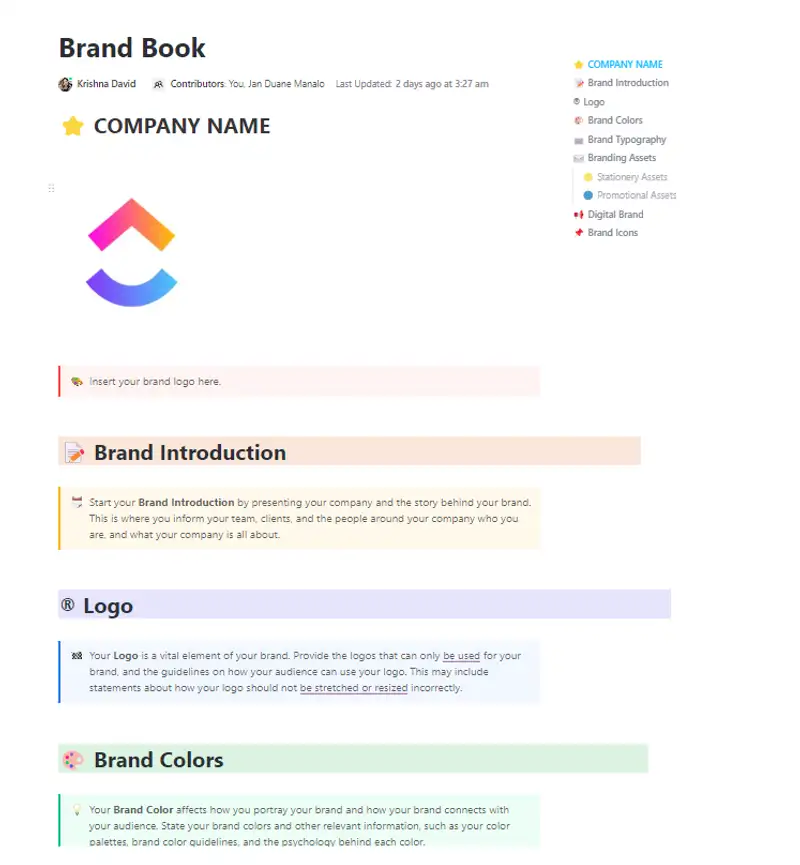 Need a Brand Book? Worry no more because this template is filled with every important element needed in a brand book. All you have to do is use this template as a guide to outline each section. Save time and complete your very own brand book now!
